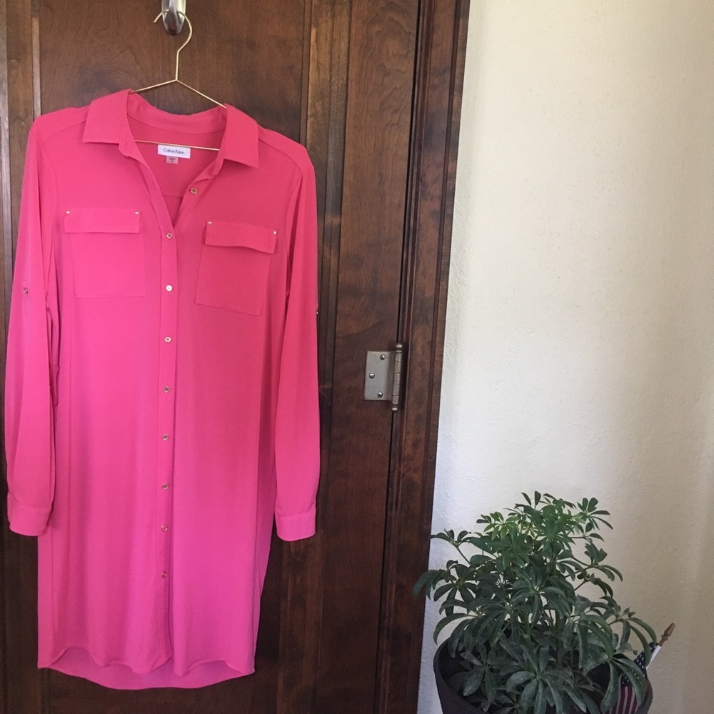 Calvin Klein Pink Button Down Dress, size 8